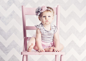 9 month old studio girl photography pink chevron